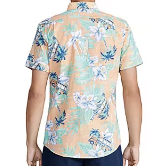 IZOD Saltwater Tropical Graphic Dockside Short Sleeve Button Down Shirt Sz M NEW - Picture 2 of 13